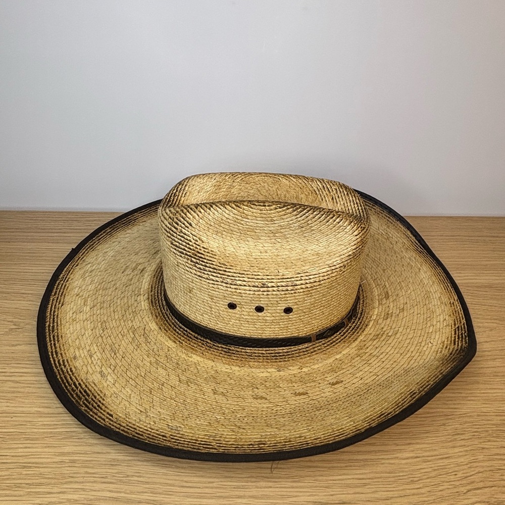 Justin Large Natural Straw Hat with Brown Leather Accent - Picture 7 of 10